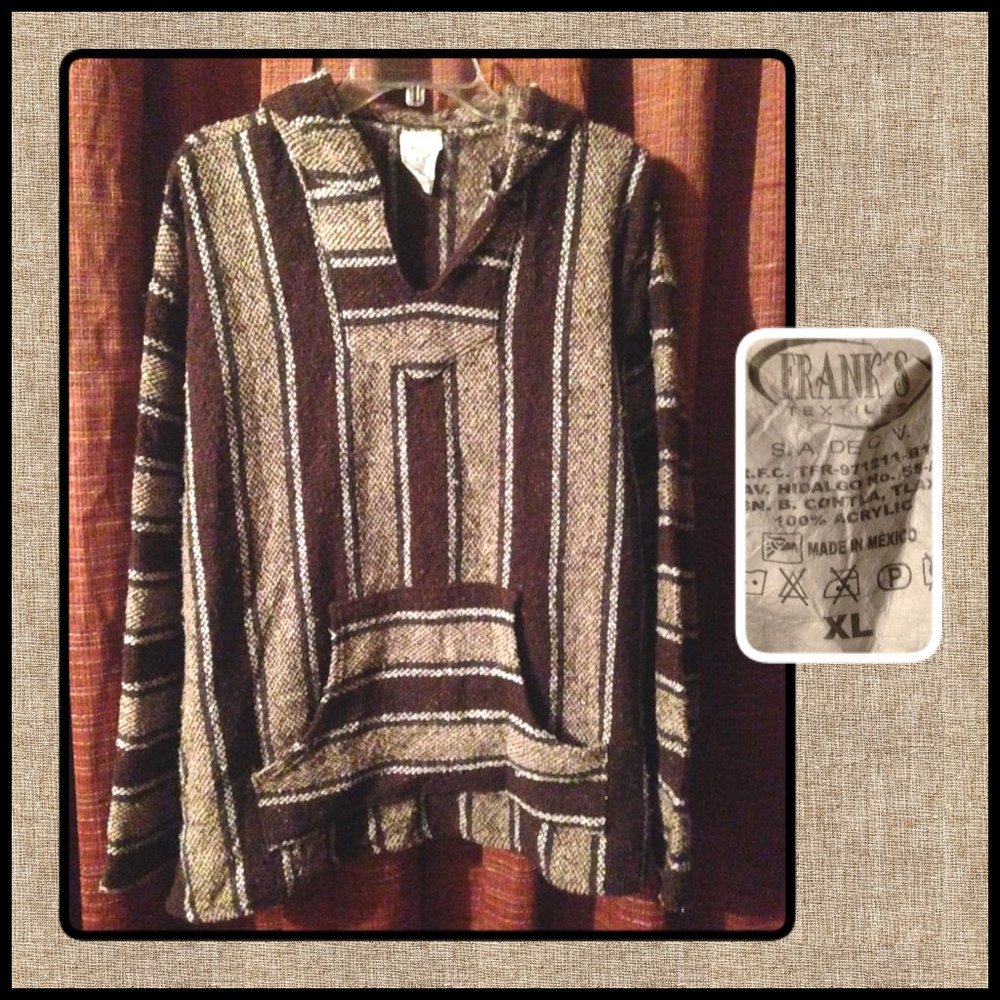 Baja Hoodie in brown & tan stripes by Frank's Textiles size Extra Large